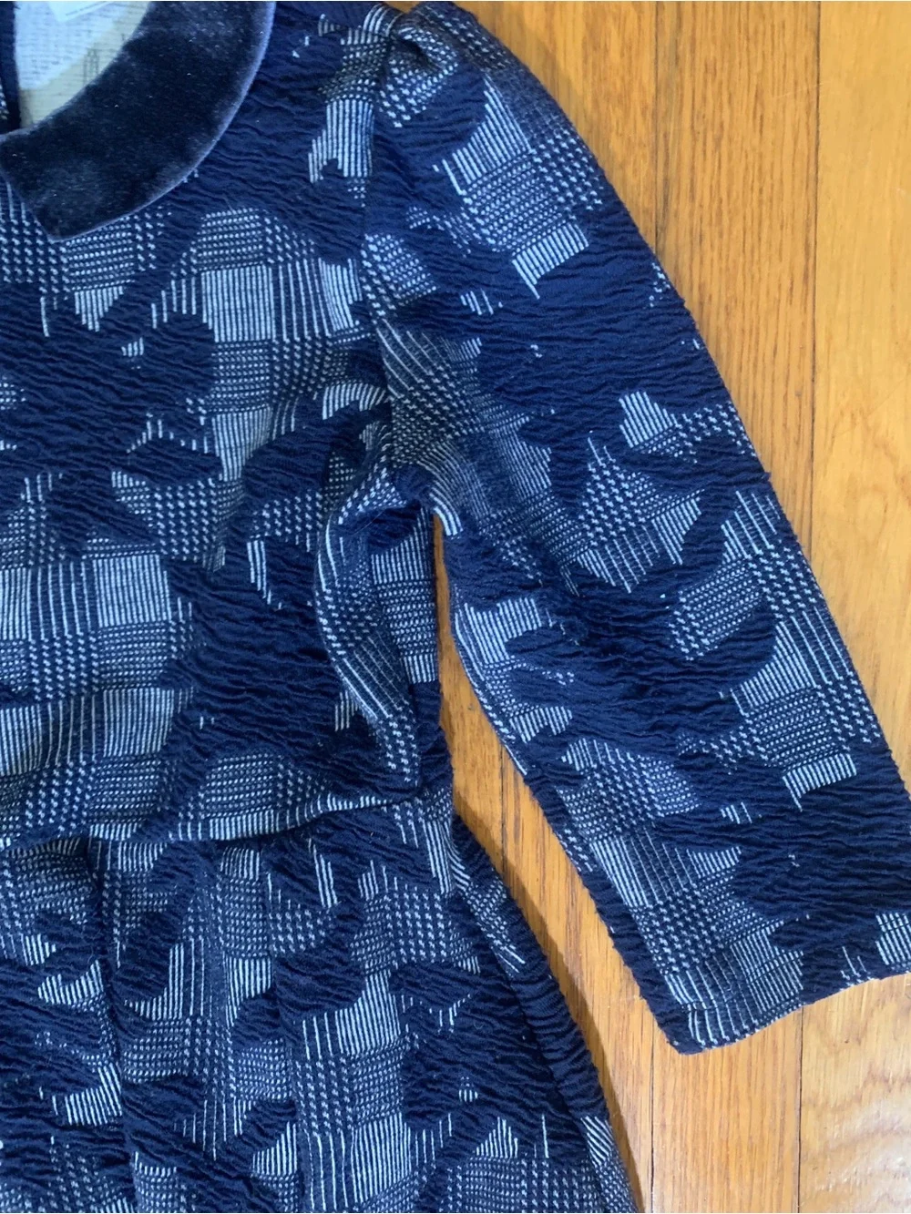 Janie and Jack Navy and Light Blue Velvet Collar Dress 7Y